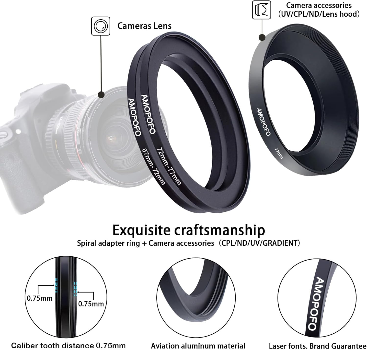 Thumbnail 2 de 9-Stück Filterring-Adapter-Set 40,5–82 mm: Passgenaue Step-Up Ringe für Objektive