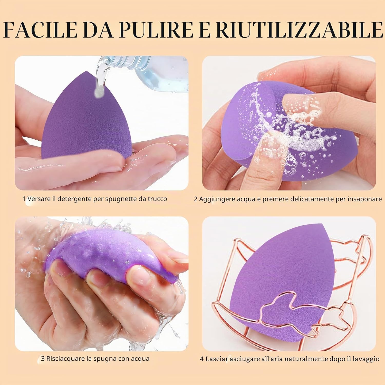 Thumbnail 6 de DUAIU 16 Spugnette Trucco Make Up: Set di Beauty Blender Riutilizzabili, 2 in 1, con Contenitore Portatile