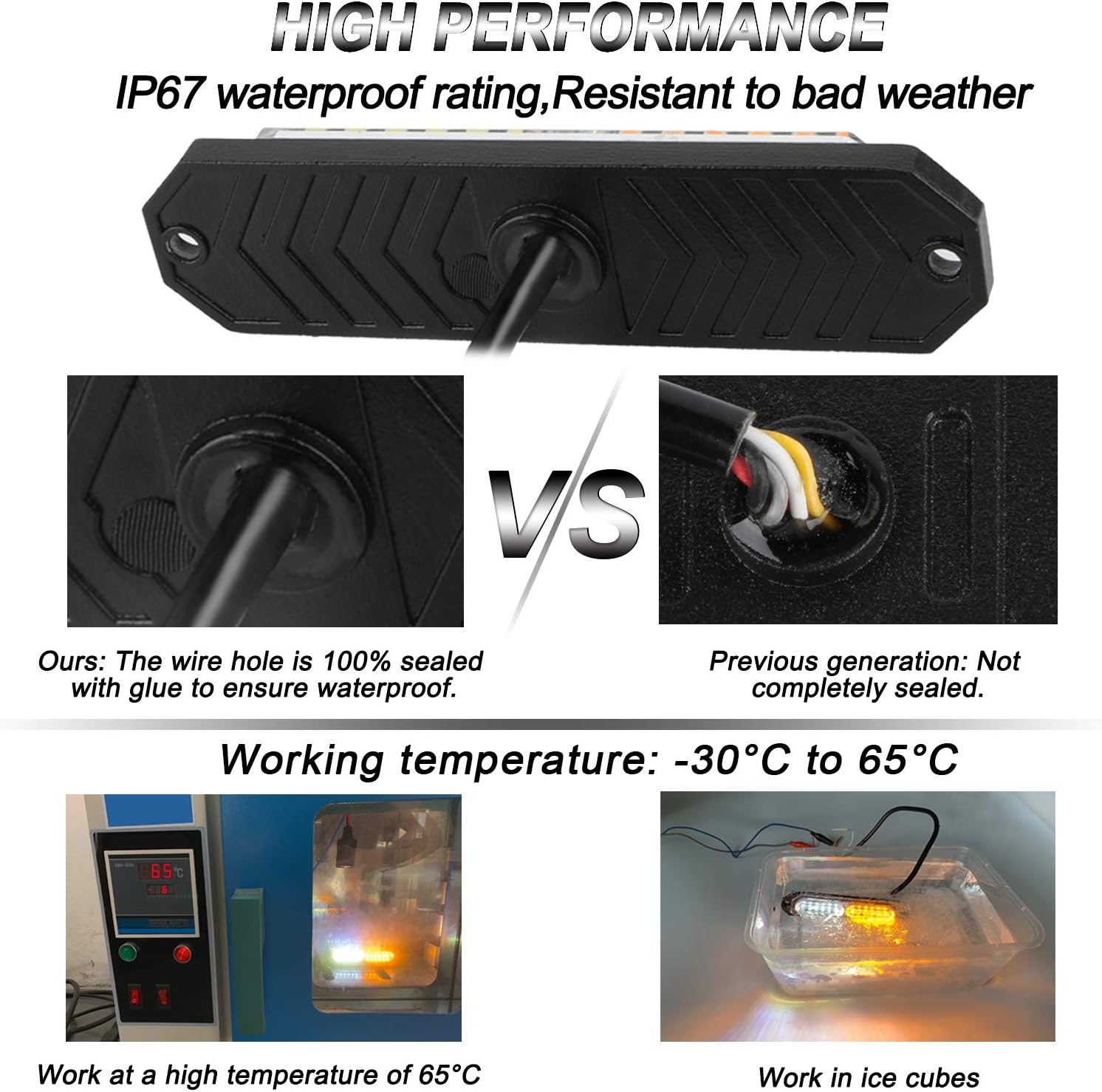 Thumbnail 2 de ASPL 8pcs Sync Feature Ultra Slim 12-LED Surface Mount Strobe Lights (Amber/White)