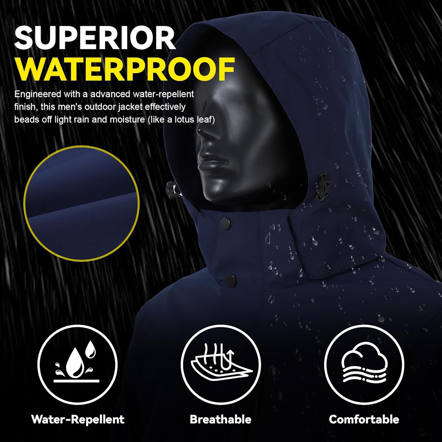 Detalle de Ynport Crefreak Vestes Imperméable Légère pour Homme – Manteau de pluie outdoor, coupe-vent pour randonnée et trekking