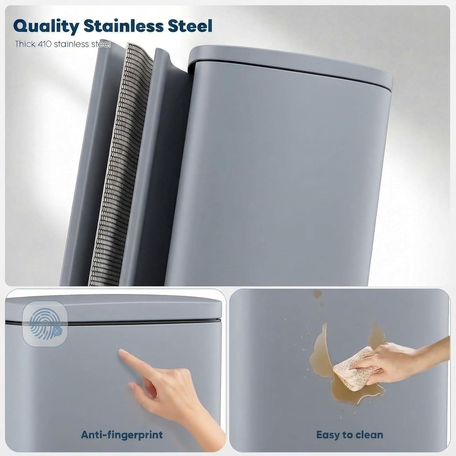 Detalle de ComfyCorner 13.2-Gallon Step-On Kitchen Trash Can, Brushed Stainless Steel