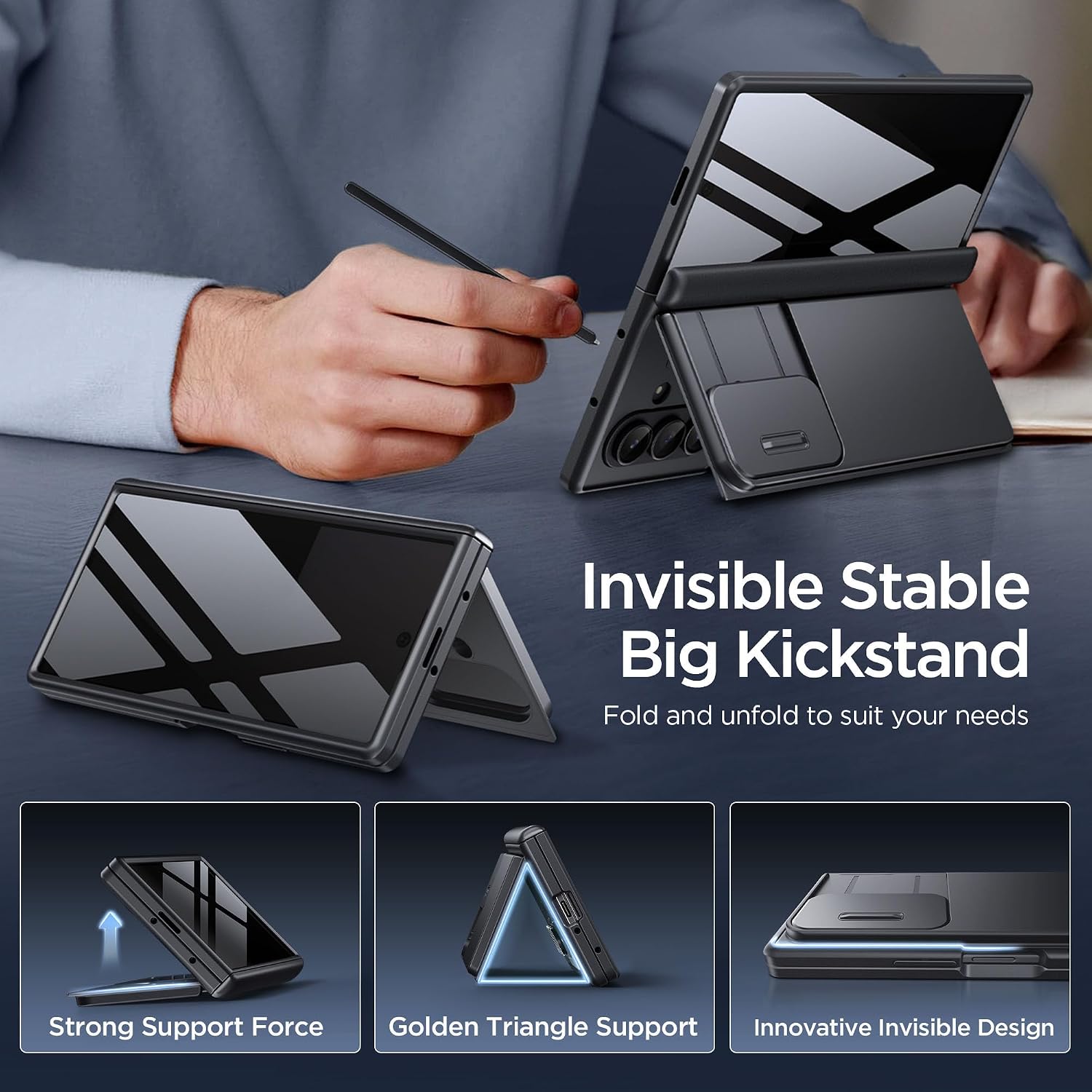 Detalle de TONGATE Wallet Case pour Z Fold 7 – Protection intégrale avec Privacy Screen, porte-cartes et grand support