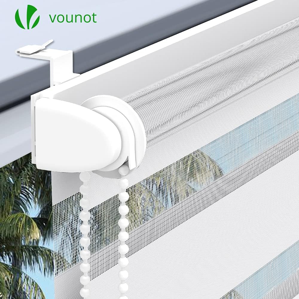 Thumbnail 4 de Vounot Lot de 2 Store Enrouleur Jour Nuit Double Tissu 50 x 150 cm – Installation sans ou avec perçage, Blanc