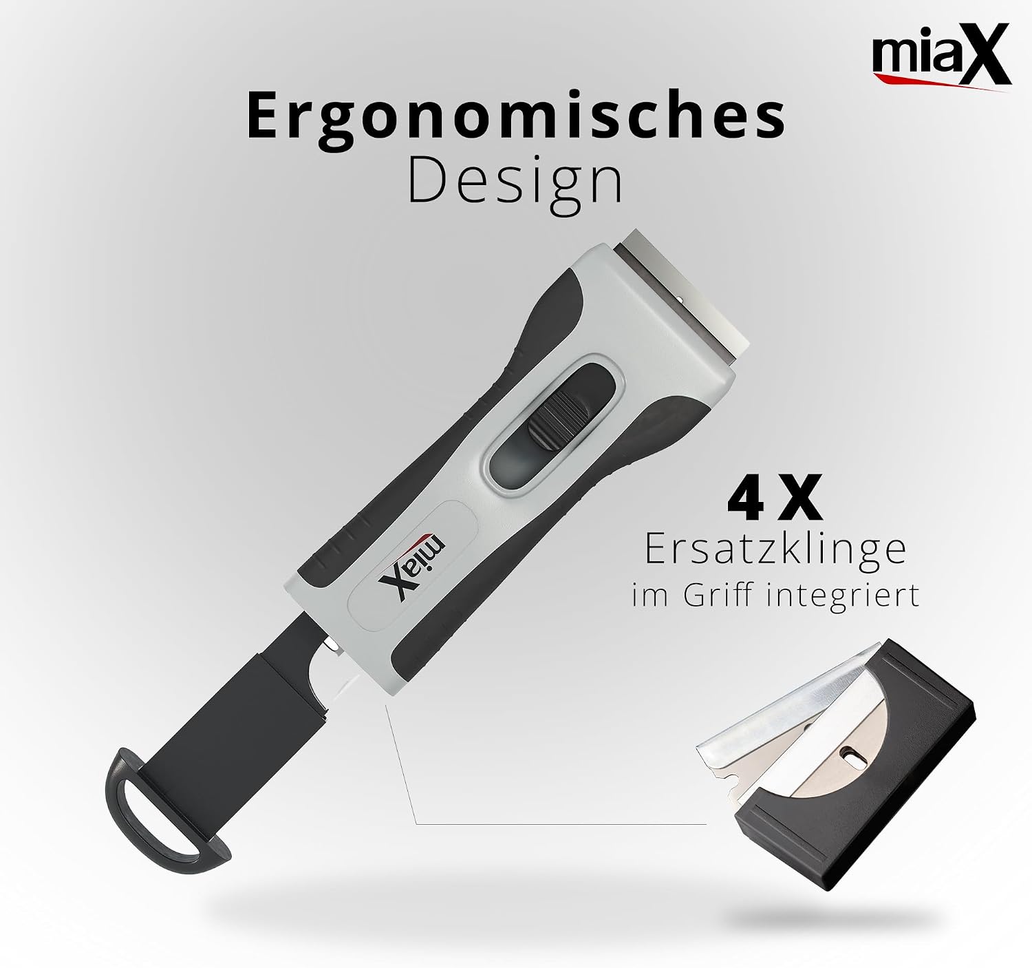 Detalle 2 de miaX Profi Kochfeldschaber mit Soft-Touch-Griff und Ersatzklingen