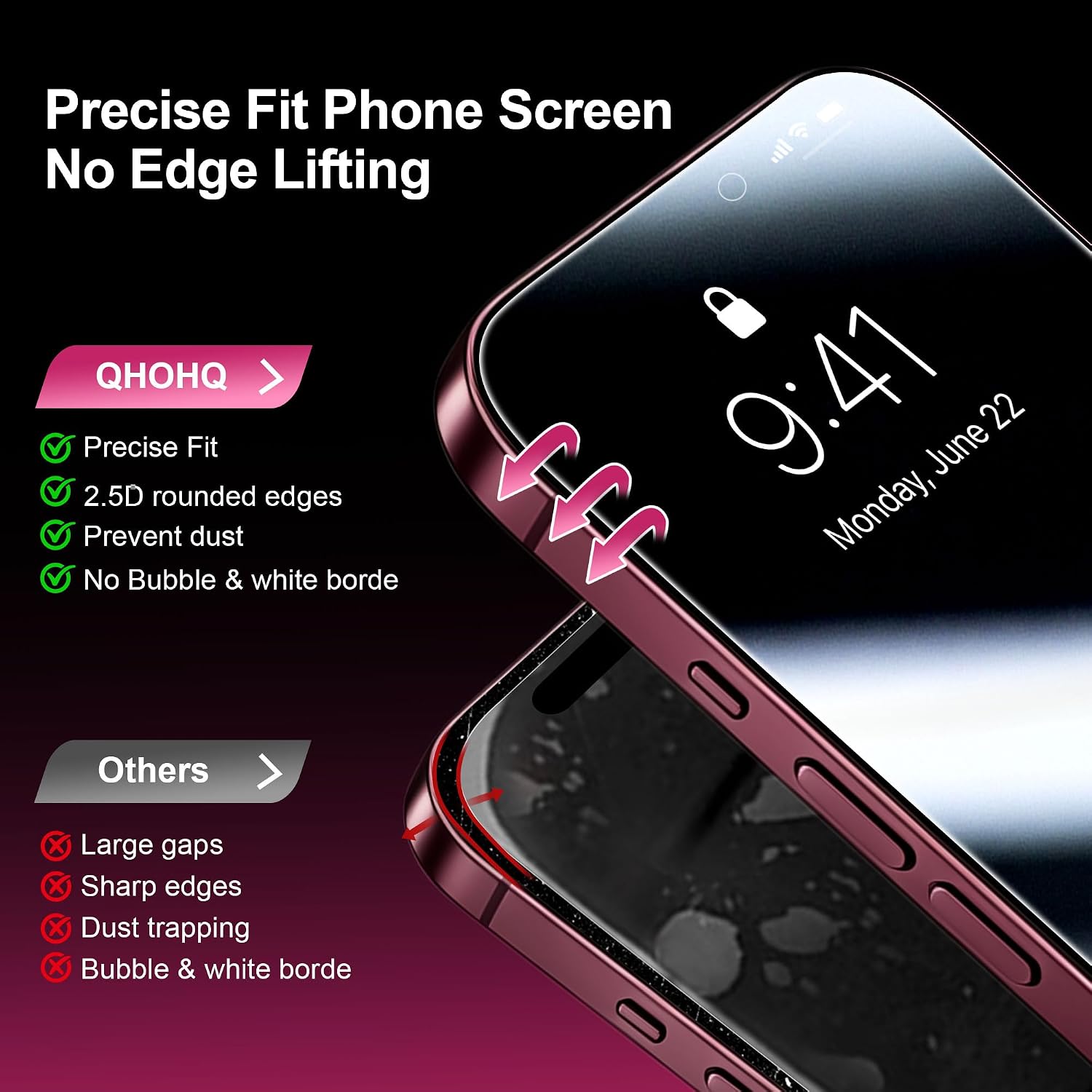 Thumbnail 4 de QHOHQ iPhone 18 Pro Max 6.9 Inch Privacy Screen Protector, 9H+ Glass