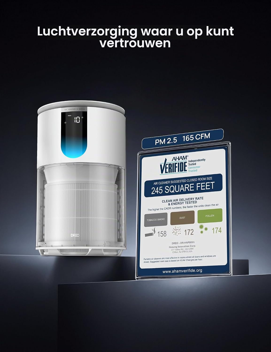 Thumbnail 1 de DREO 539S luchtreiniger met HEPA-filter, PM2,5-sensor en appbediening