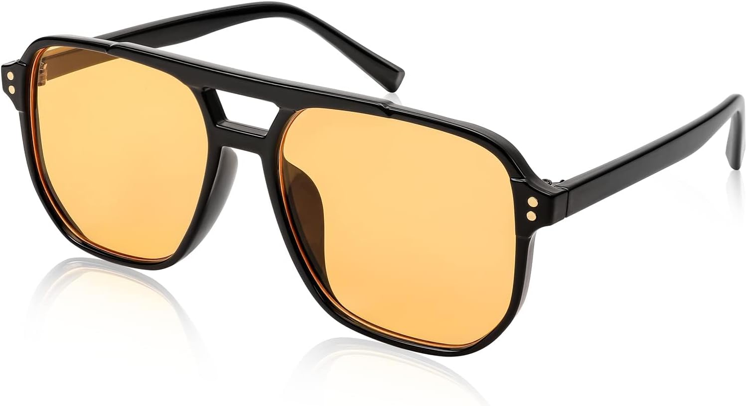 Detalle de FEISEDY Retro Square Sonnenbrille – Vintage 70er Stil, Doppelbrücke, UV400, unisex B2835