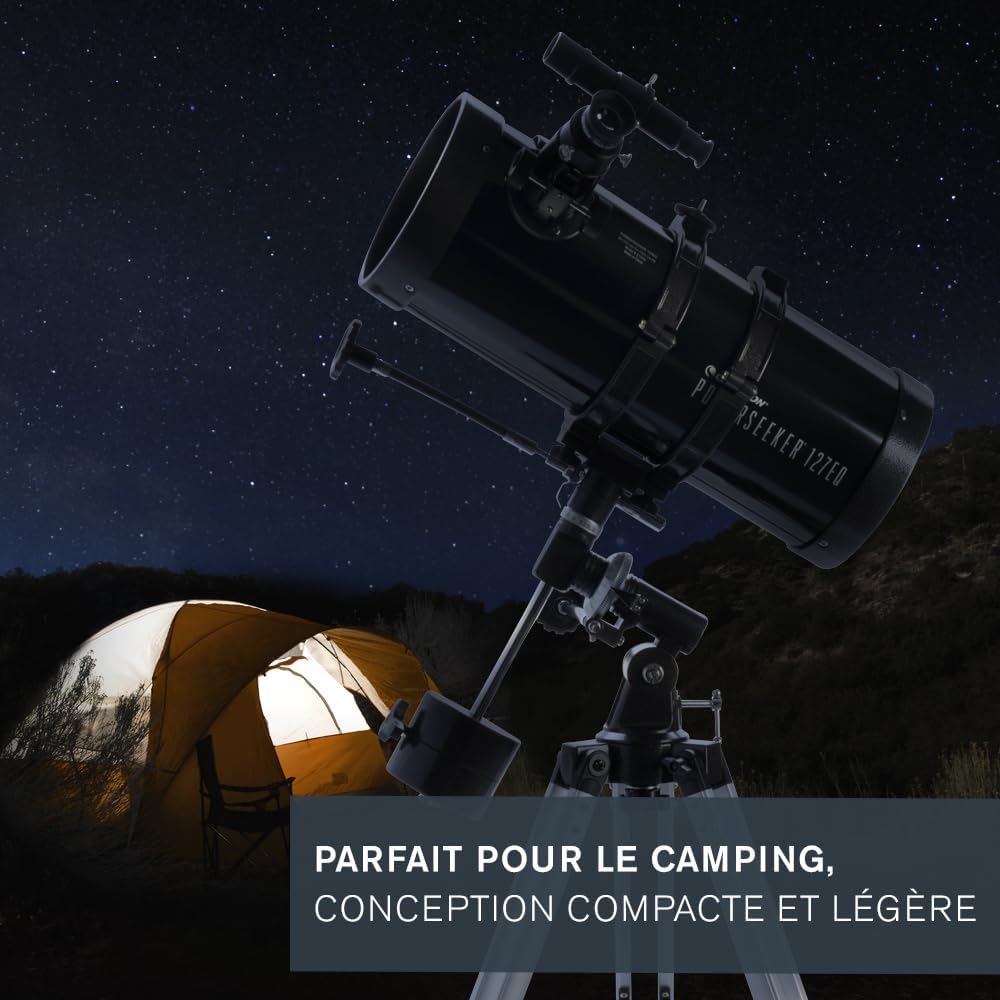 Detalle de Celestron PowerSeeker 127EQ Reflector: télescope d'entrée de gamme avec monture équatoriale et accessoires