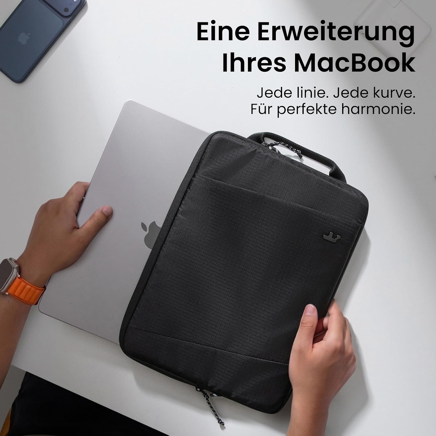 Detalle 2 de tomtoc 360° Slim Laptophülle für 13-Zoll MacBook Air/Pro – CornerArmor & wasserabweisendes Außenmaterial