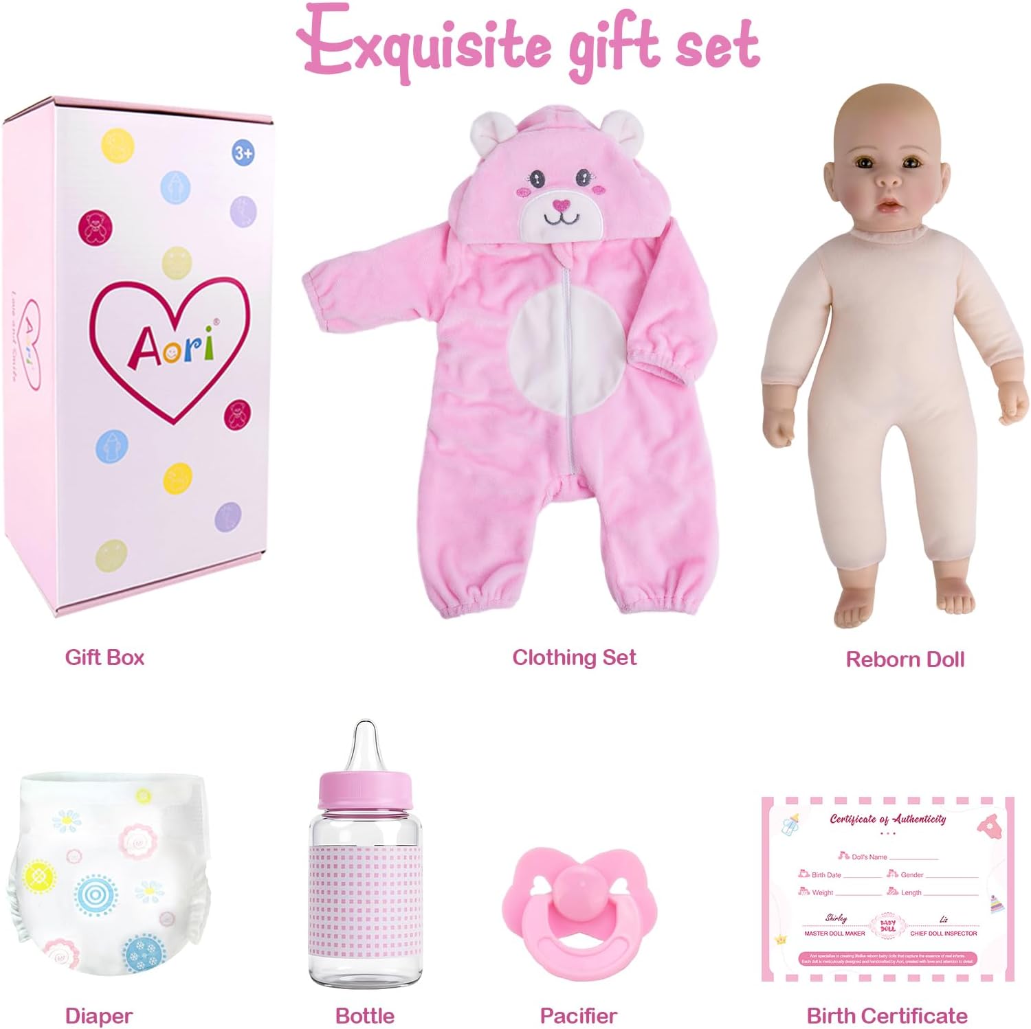 Thumbnail 6 de Aori 17-inch Realistic Baby Doll with Soft Body, Feeding Kit Included