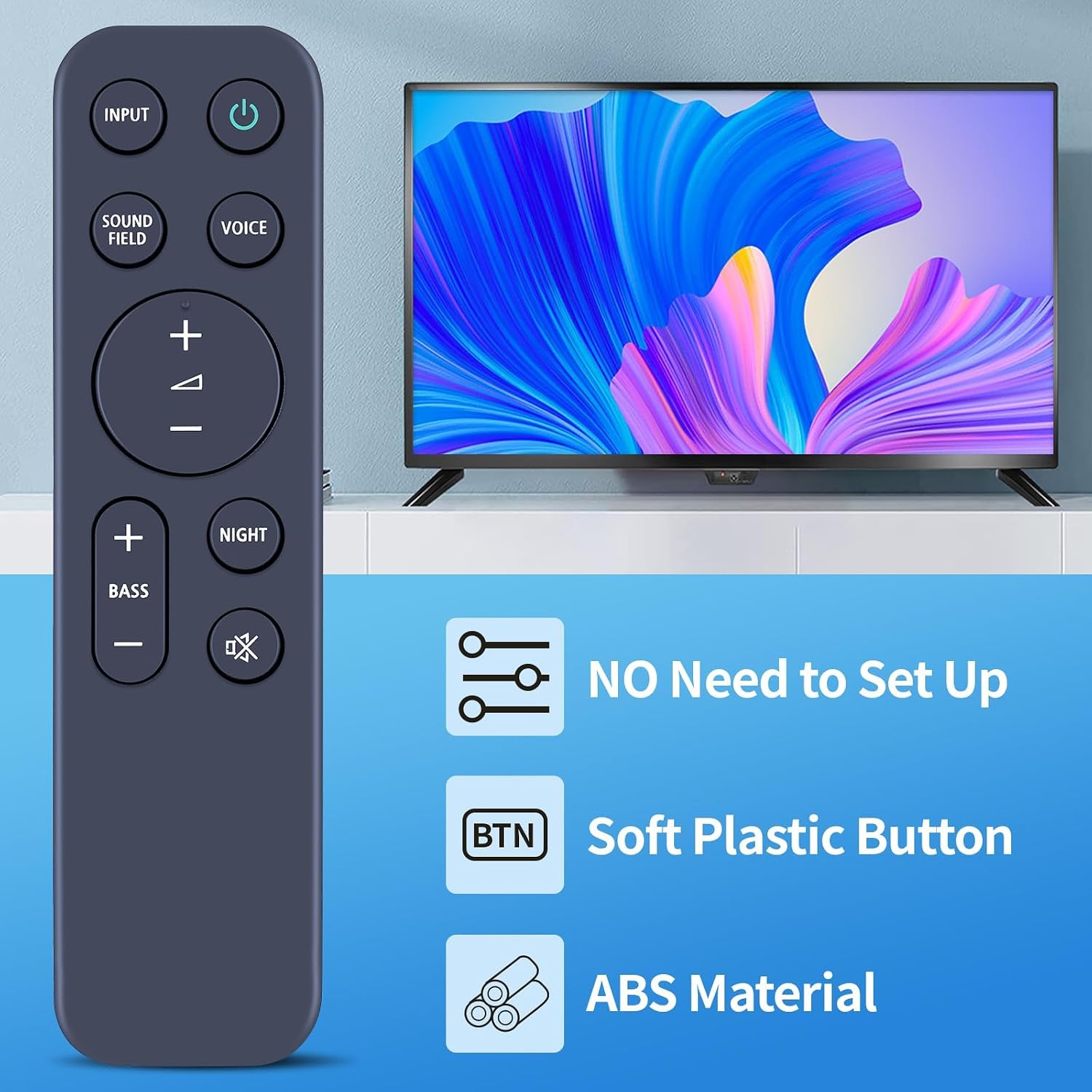 Detalle de TCNOUMT RMT-AH513U replacement remote for Sony soundbars (plug-and-play)