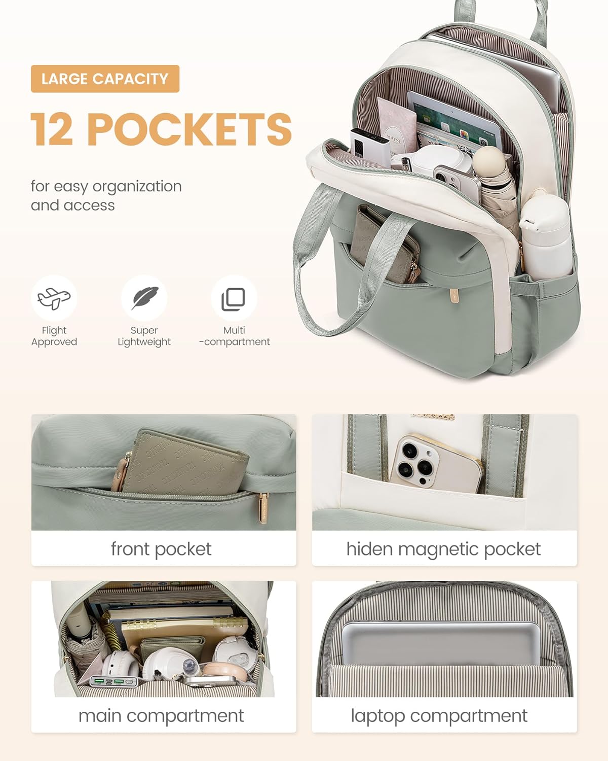 Detalle de LOVEVOOK 15.6 inch Laptop Backpack for Women