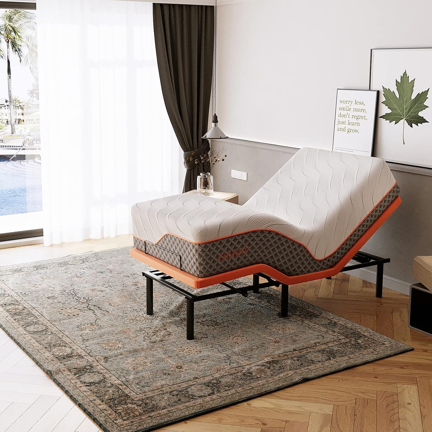 Detalle de ESHINE EE-3100PT14H Twin XL Adjustable Bed Frame with 14-Inch Hybrid Mattress