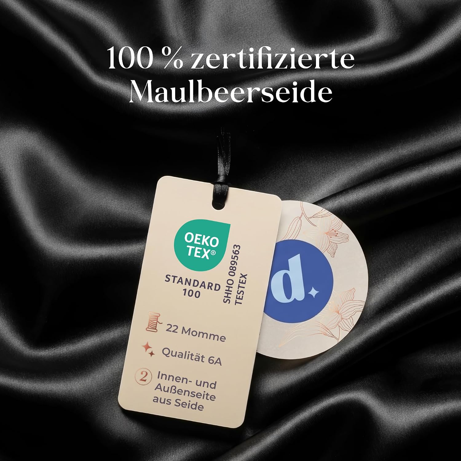 Detalle 2 de Dreamzie Seidenhaube zum Schlafen – 100% Maulbeerseide, doppellagig, atmungsaktiv und verstellbar