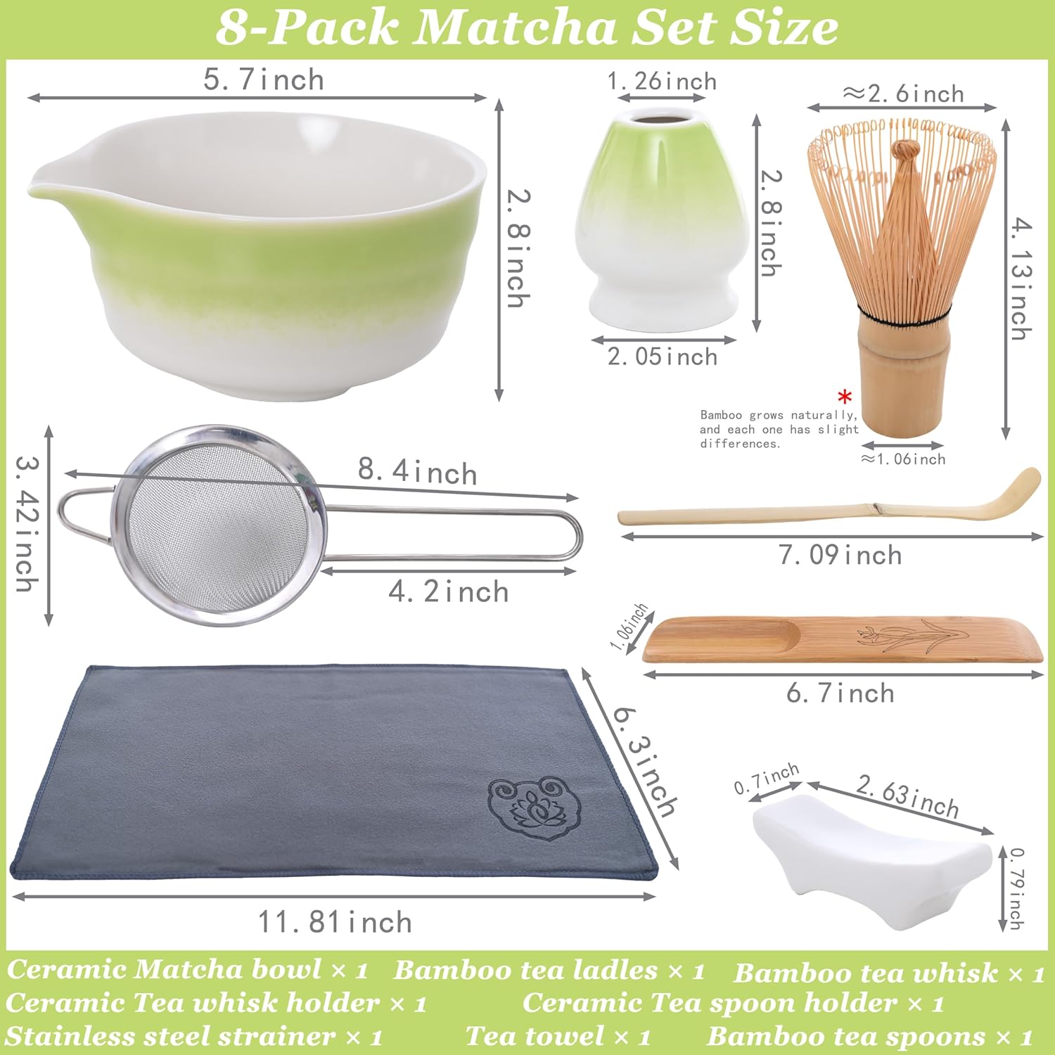 Thumbnail 1 de LSHYSMA 8 Pcs Matcha Whisk Set — Ceramics, Bamboo Tools and Accessories for Complete Matcha Ritual