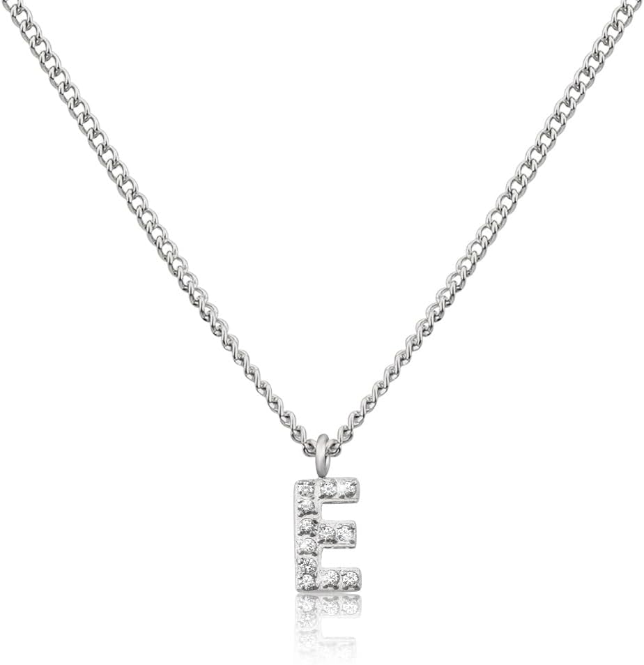 Detalle de GD GOOD.designs EST. 2015 Chaîne avec lettres argent pour femmes – collier initial en acier inoxydable, réglable 40–45 cm