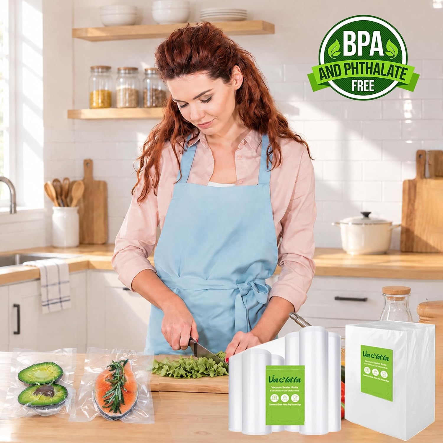 Detalle 2 de VacYaYa vakuumrullar 28 cm × 15 m, 2-pack i BPA-fri PA+PE