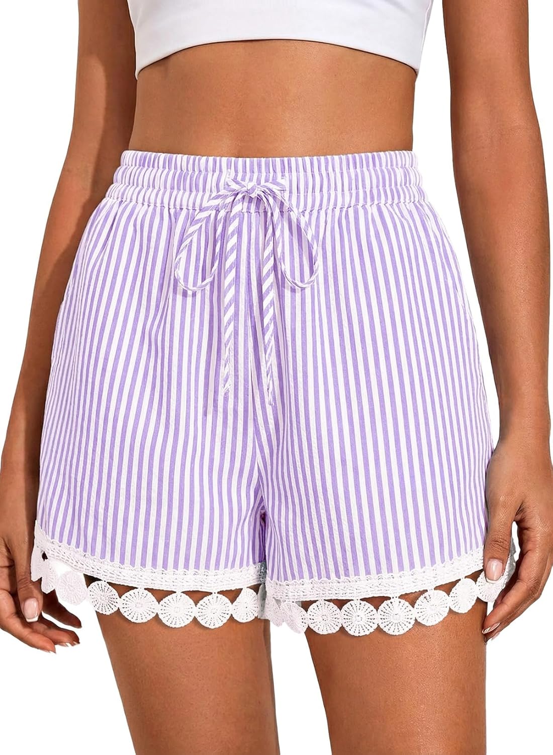 Thumbnail 6 de Dokotoo Women’s Shorts: Summer Casual Loose Elastic Waist Drawstring Lace Boho Beach Cover Up Shorts
