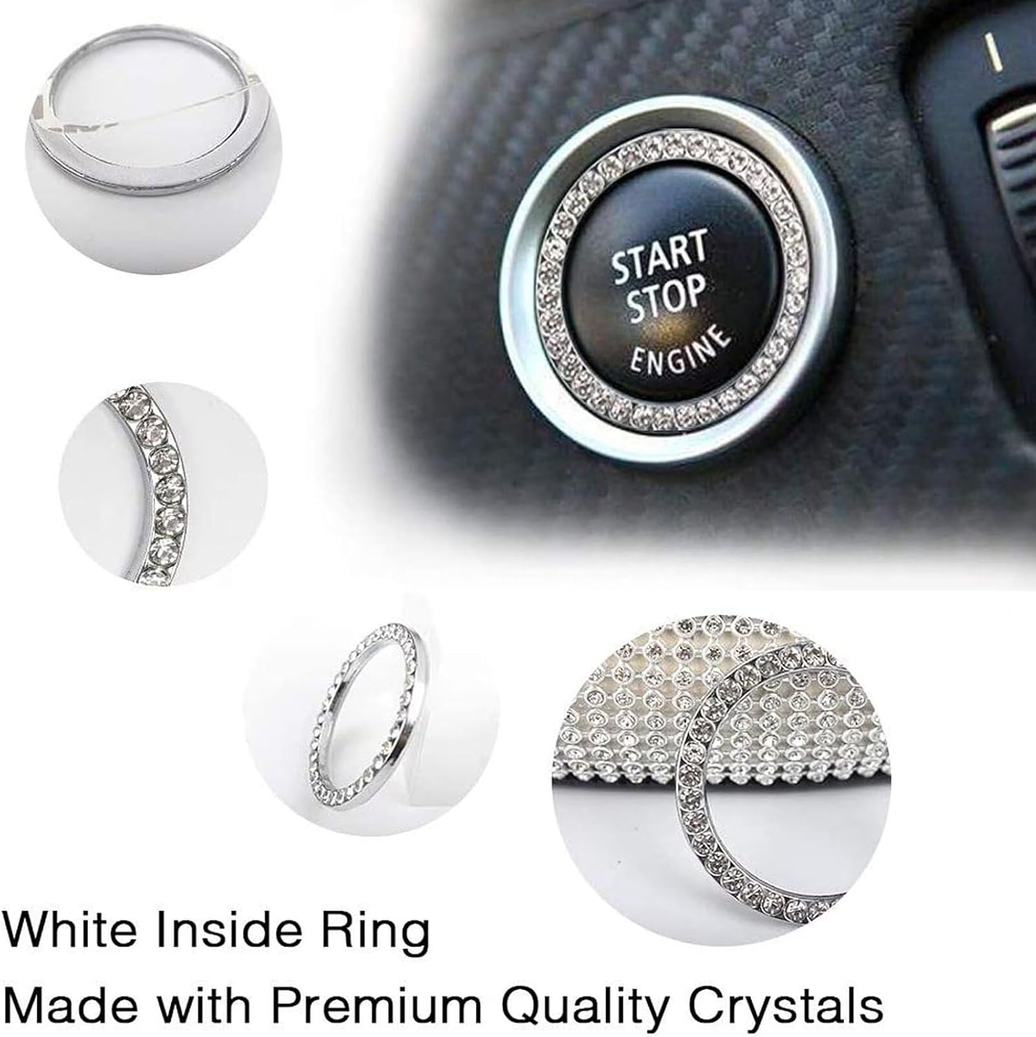 Thumbnail 2 de Lifetooler bling steering wheel cover with rhinestones (beige-white), universal fit for 38cm/15 inch wheels