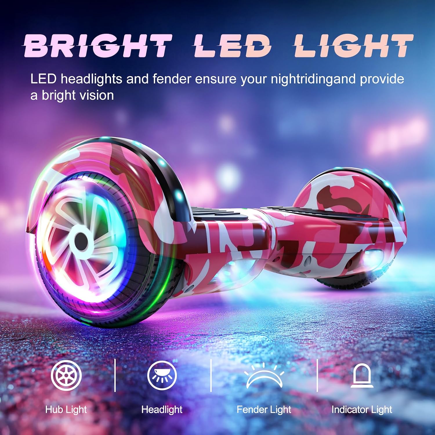 Detalle 2 de SISIGAD Hoverboard 6,5" con altoparlante Bluetooth