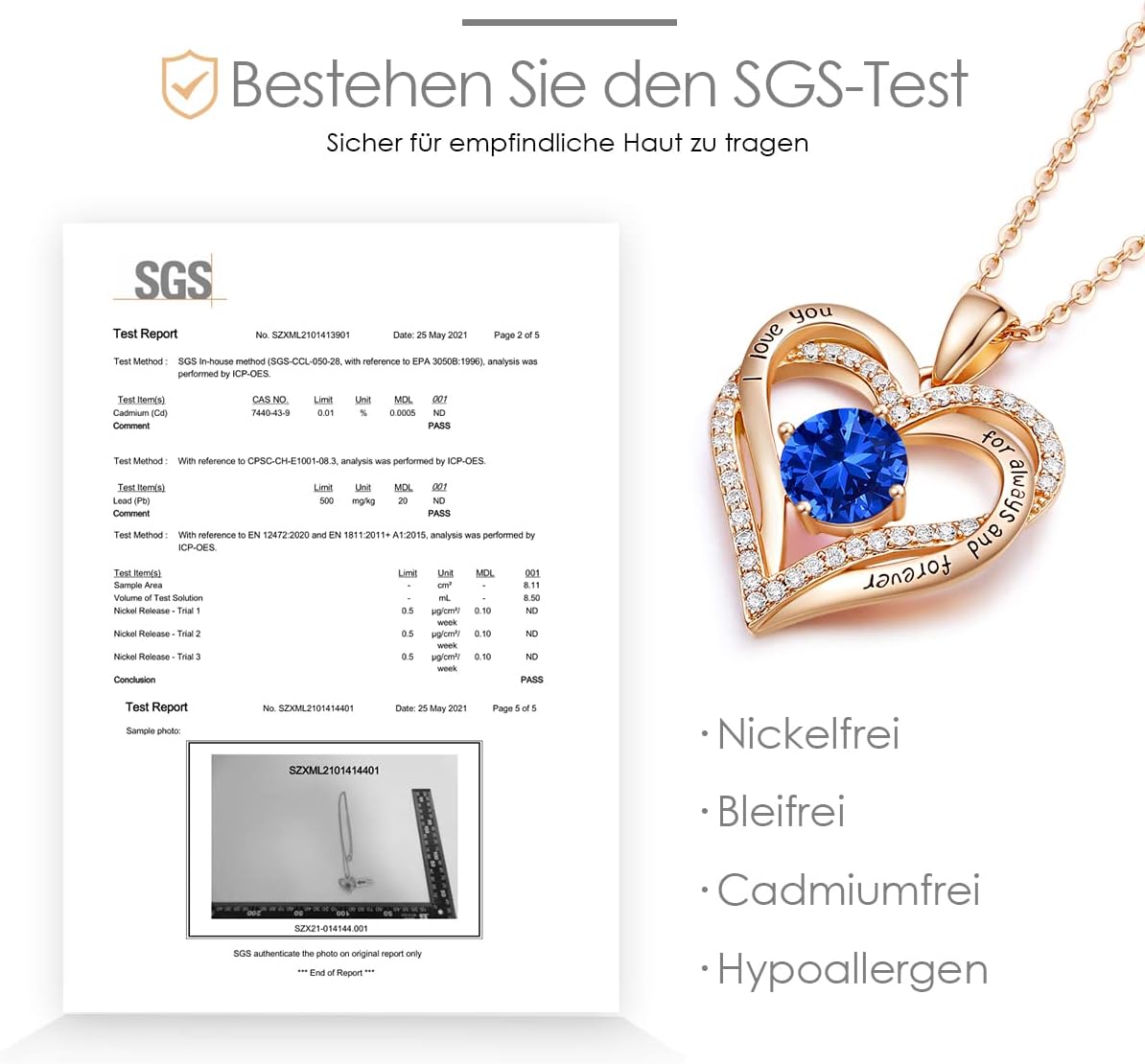 Thumbnail 5 de CDE Kette Damen 925 Sterling Silber Herz 12 Steine