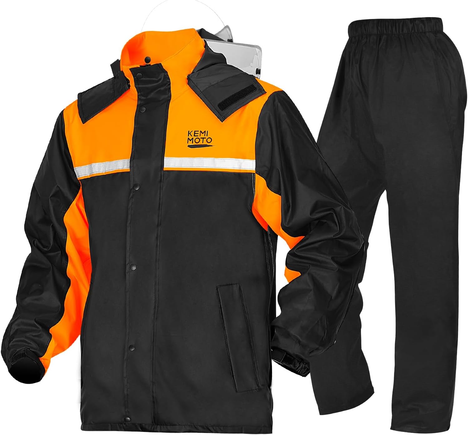 Detalle 2 de KEMIMOTO Rain Suit for Men: 2-Piece Waterproof Motorcycle Rain Gear (Black, Size L)