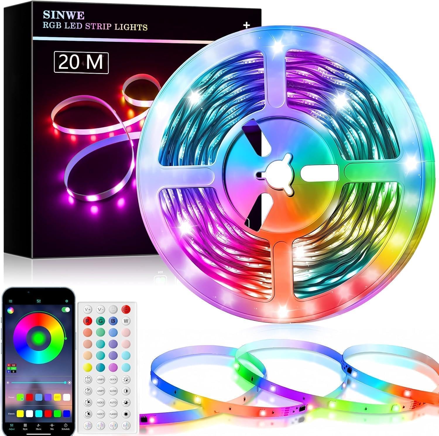 Detalle de SINWE Led Strip Light 20M RGB with Music Sync 🎉