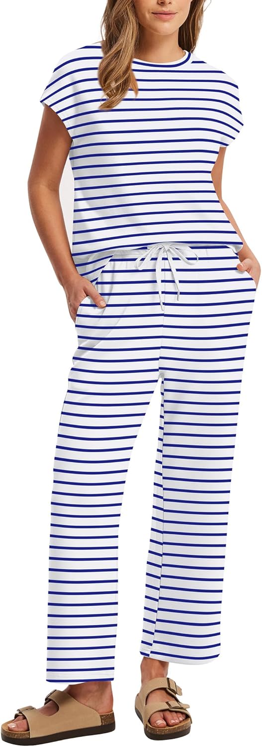 Thumbnail 1 de Sampeel Two Piece Sets for Women: Cap Sleeve Tops & Wide-Leg Crop Pants for Summer Travel
