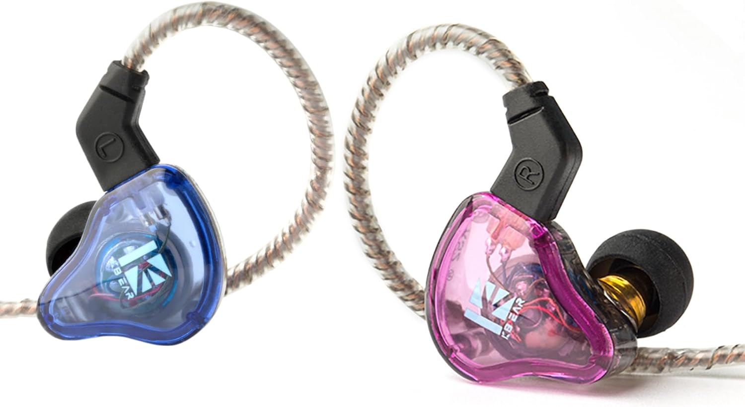 Detalle de KBEAR KS2 Hybrid IEM Earphones, 1BA + 1DD, Detachable Cable, Blue-Purple