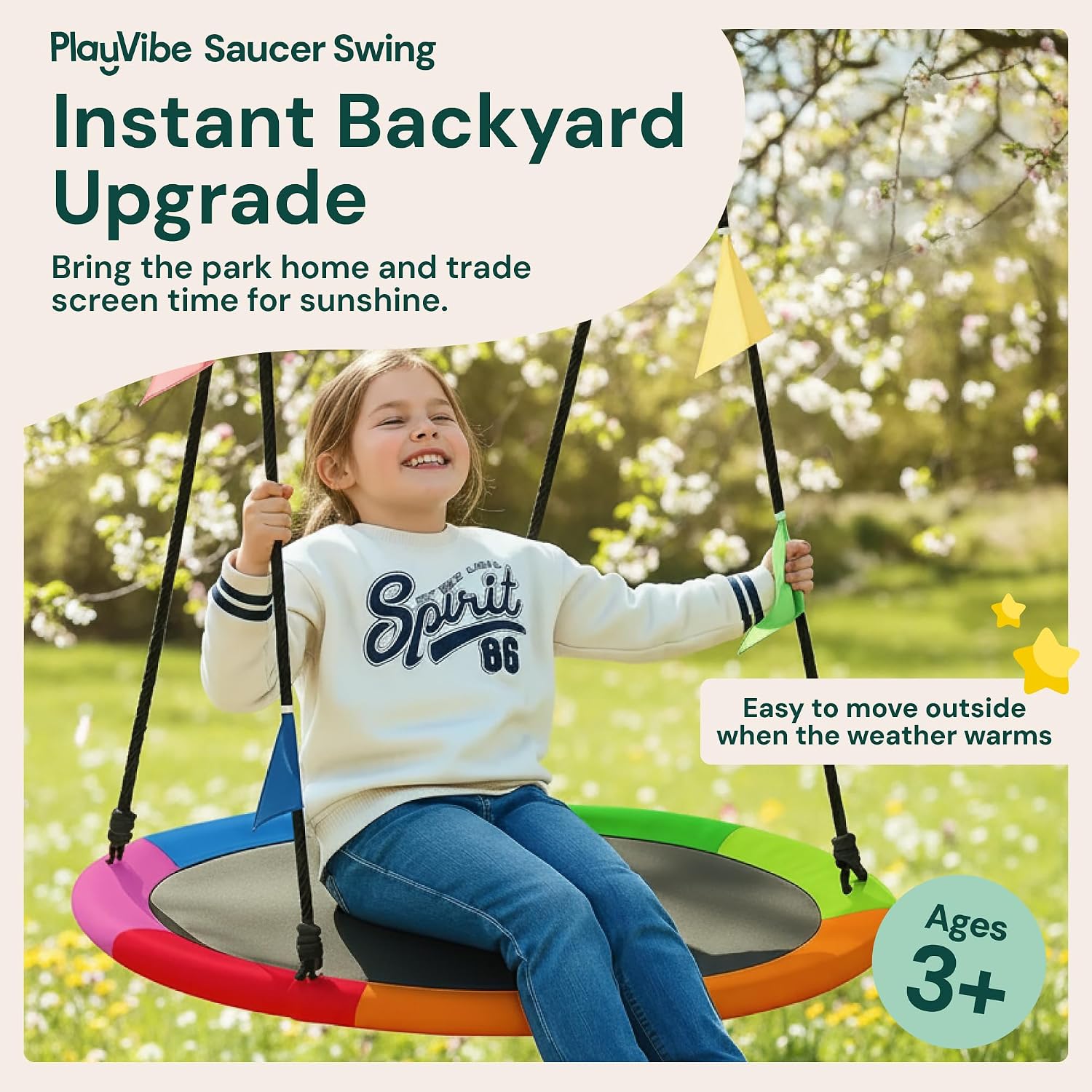 Detalle 2 de PLAYVIBE 40" Saucer Swing 440 lb Capacity