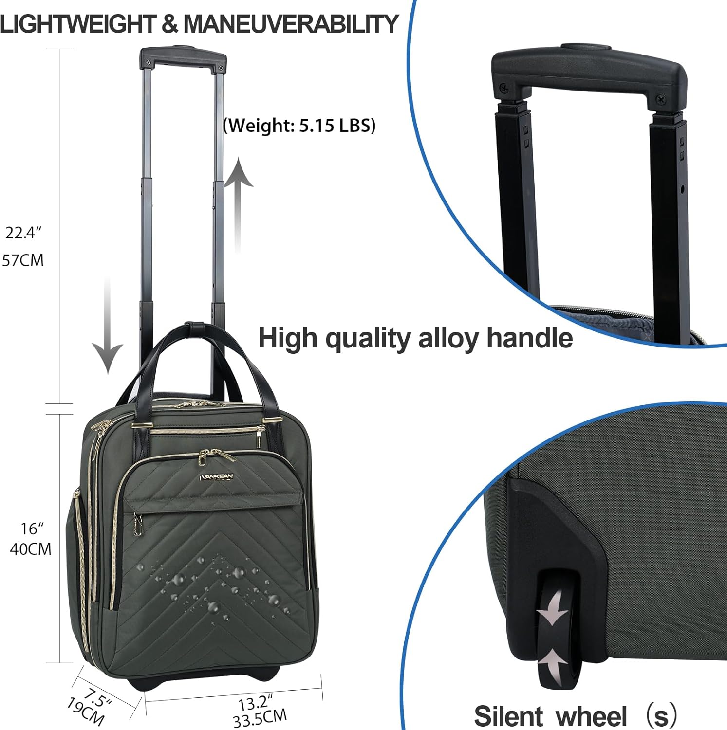 Thumbnail 3 de VANKEAN Rollable Laptop Bag Underseat Travel Backpack with Wheels: A Practical Underseat Roller for Daily Business Trips