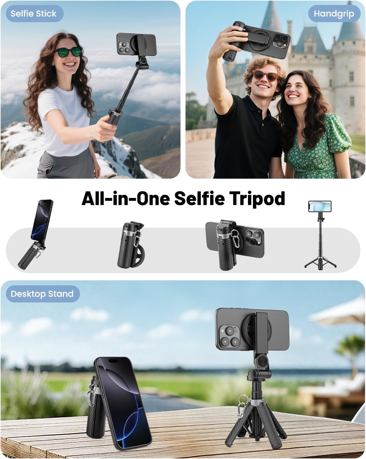 Thumbnail 2 de Victiv Magnetic Selfie Stick for iPhone (Mini Portable 4-in-1) with Magsafe Tripod & Remote