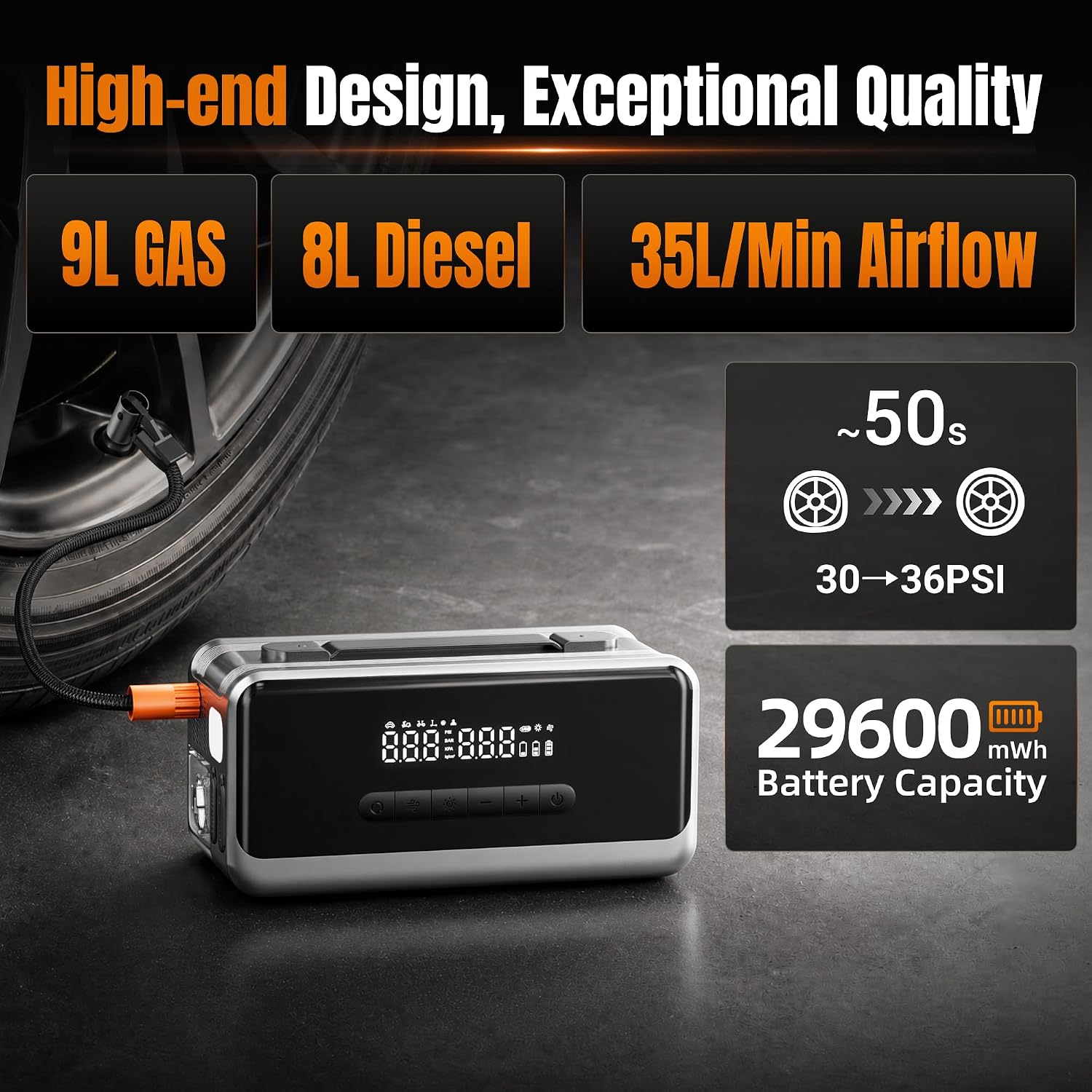 Detalle de Portable Jump Starter with Air Compressor 4000A