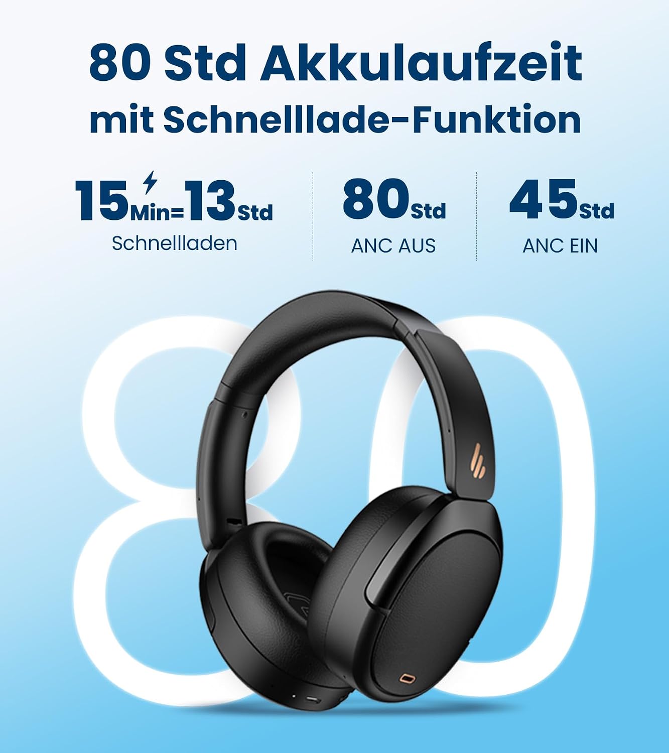 Detalle 2 de Edifier WH950NB (2026) faltbare Over-Ear Kopfhörer mit Hybrid Noise Cancelling, LDAC & App-Custom-EQ