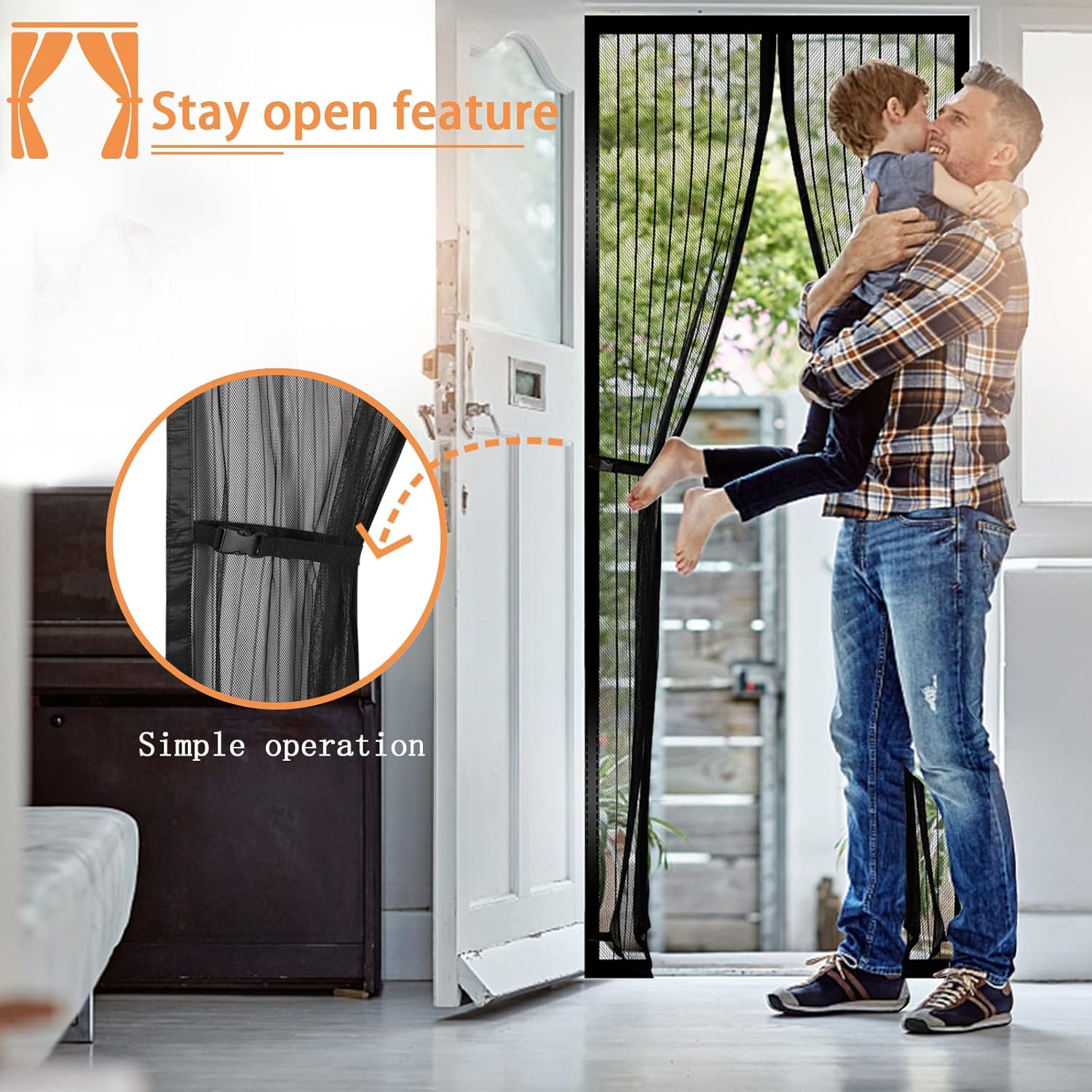Thumbnail 2 de Magnetic Fly Screen Door 90 × 210cm with Heavy-Duty Bug Mesh and Powerful Magnets