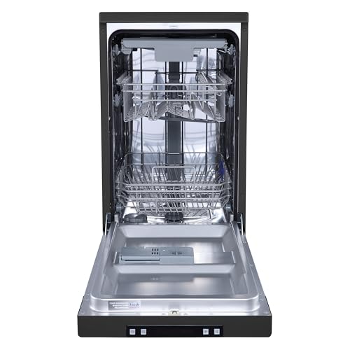 Detalle de Hisense HS523E15BUK Slimline 10-Place Free Standing Dishwasher in Black with 30 Minutes Quick Wash