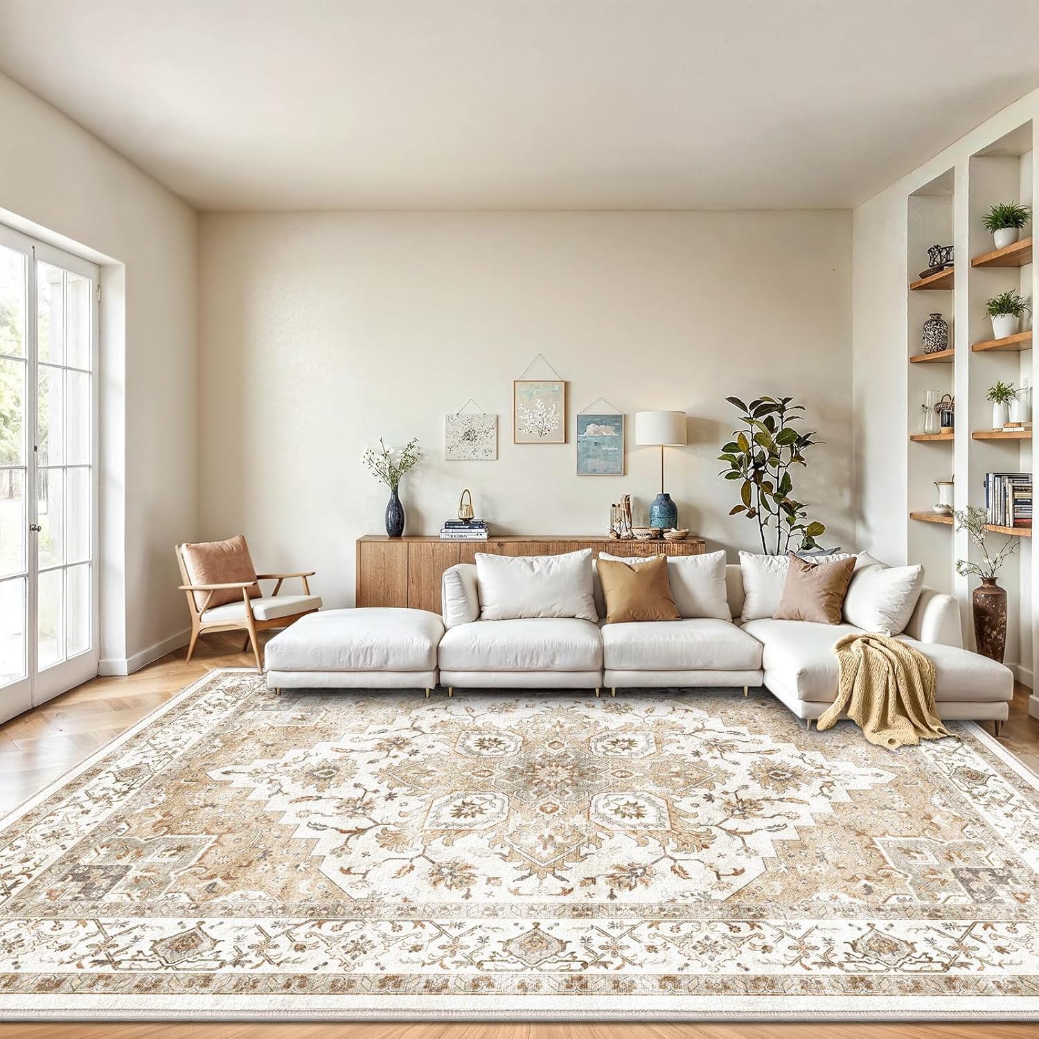 Detalle de Amada 8x10 Area Rug: Low-Profile Vintage Living Room
