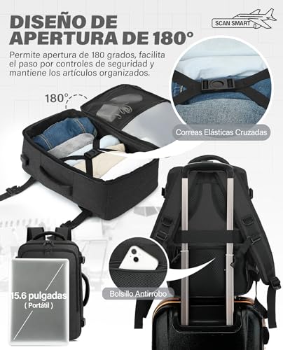 Thumbnail 5 de VANKEV Mochila de cabina 45x36x20 cm (30 L) para viajes en EasyJet