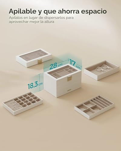 Thumbnail 9 de SONGMICS Caja Joyero Apilable de 4 Capas con Tapa de Cristal Transparente (Colección GISELLA)