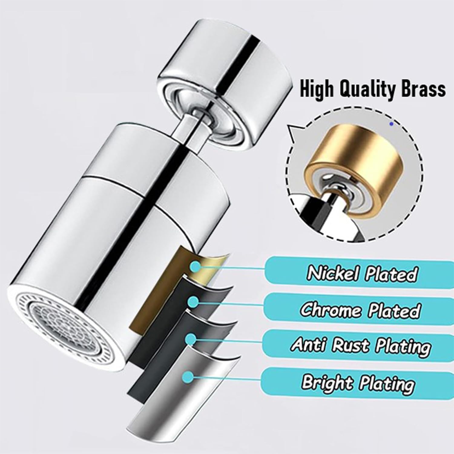 Thumbnail 6 de Kitchen and Basin Tap Spray Head with 360° Swivel and 80° Tilt