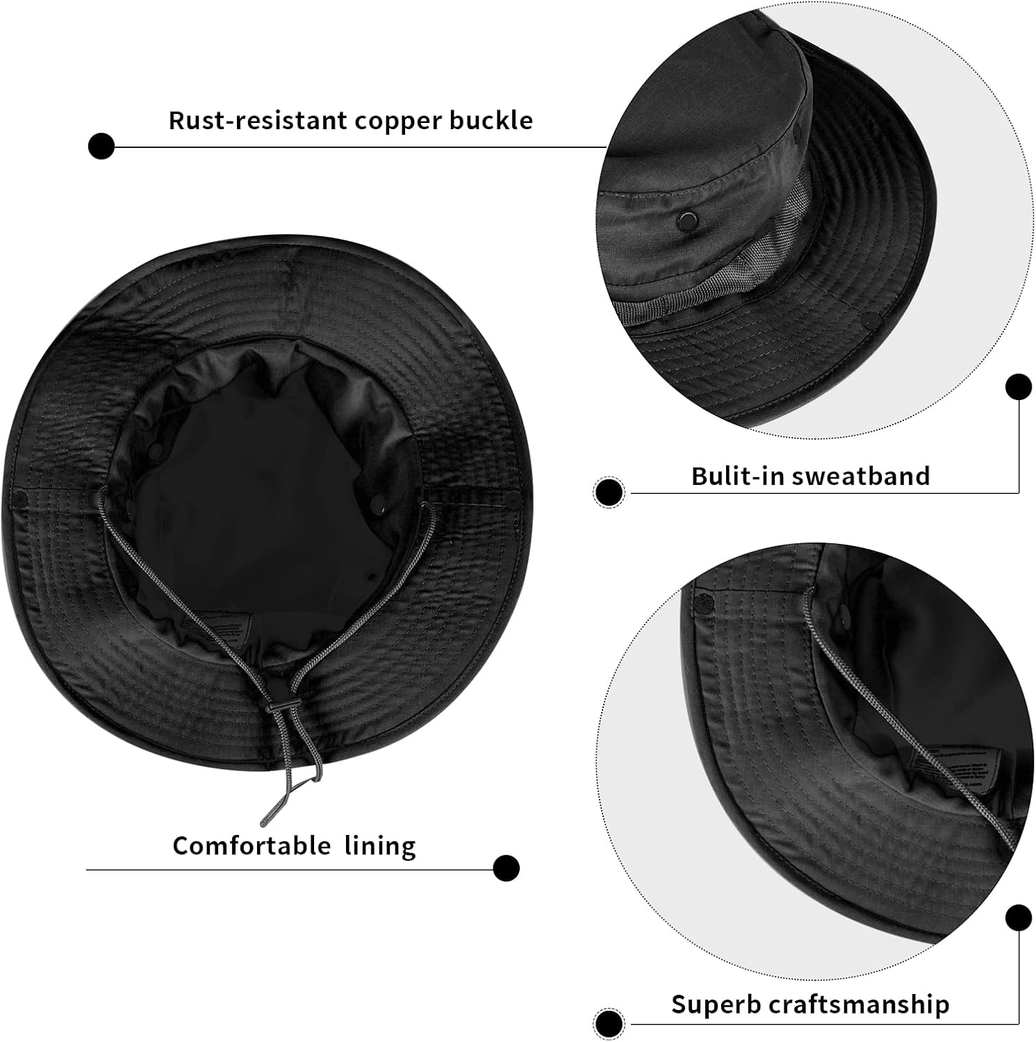 Detalle de ZOORON Foldable Boonie Sun Hat, UPF 50+ Wide Brim with Ventilation