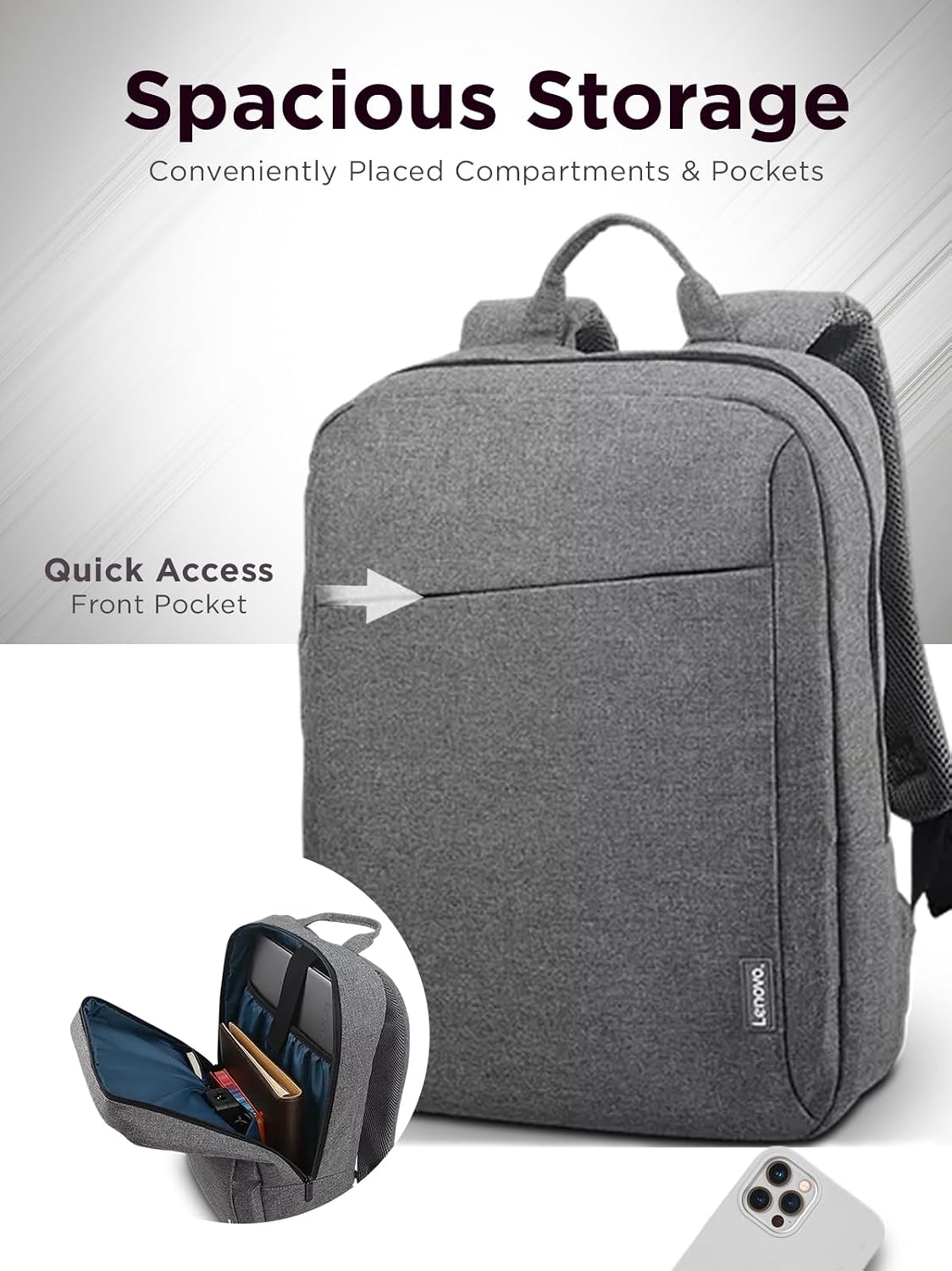 Detalle de Lenovo Laptop Casual Backpack B210 for 15-inch Laptops – Grey