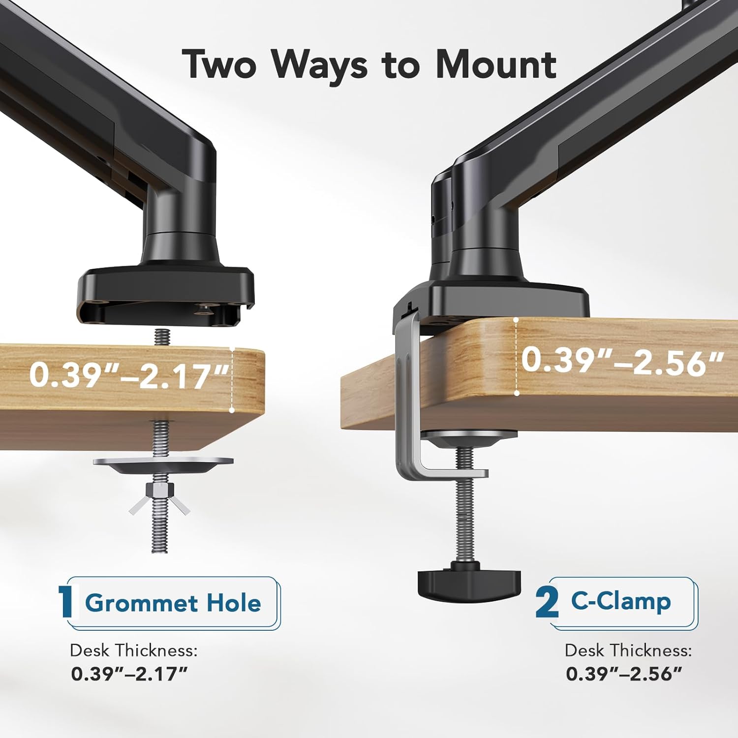 Thumbnail 6 de HUANUO Dual Monitor Mount for 2 Monitors up to 32" – Height‑adjustable, 10kg per arm, VESA 75x75/100x100