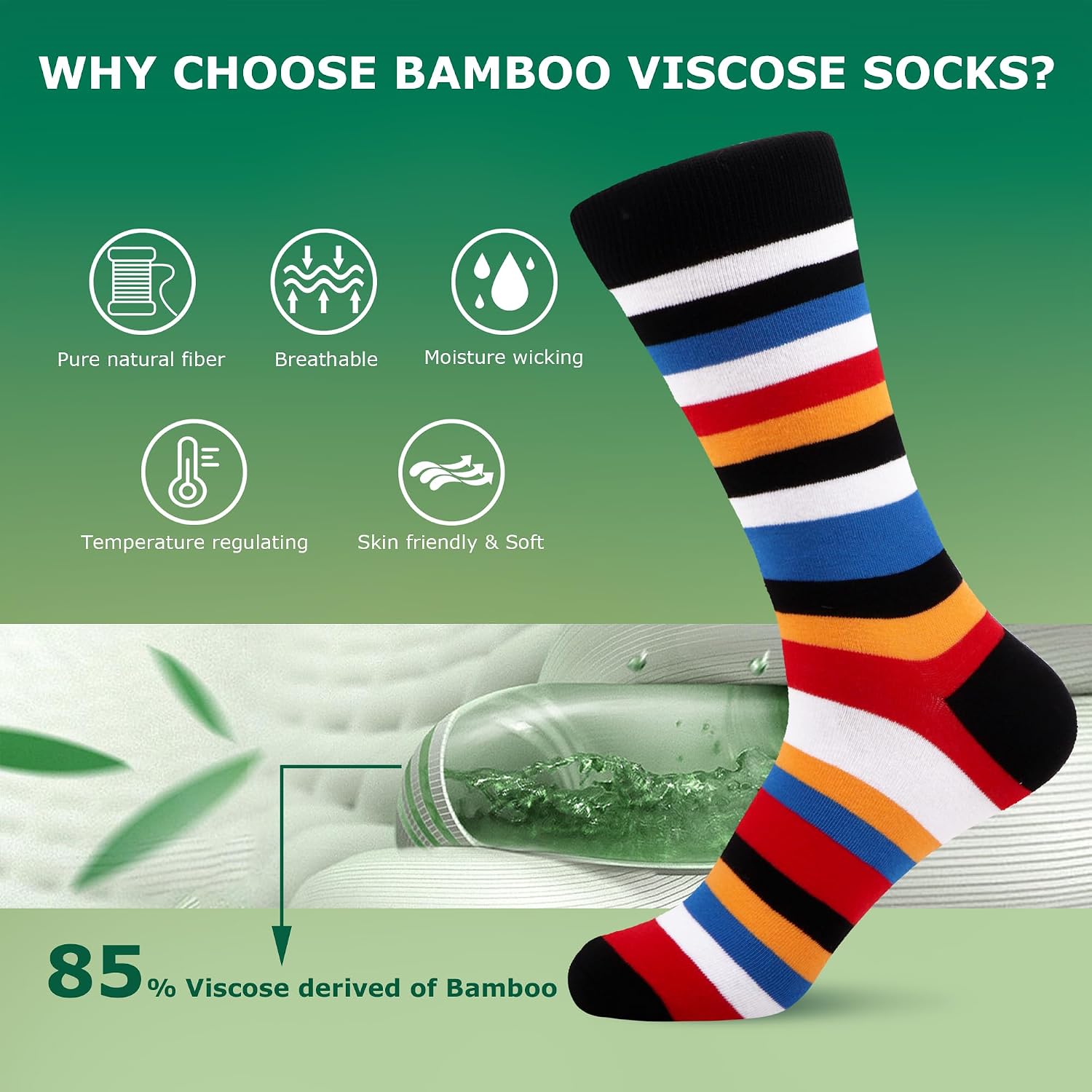Thumbnail 3 de WeciBor Men's Bamboo Socks 6/12 Pack – Breathable, Seamless & Soft