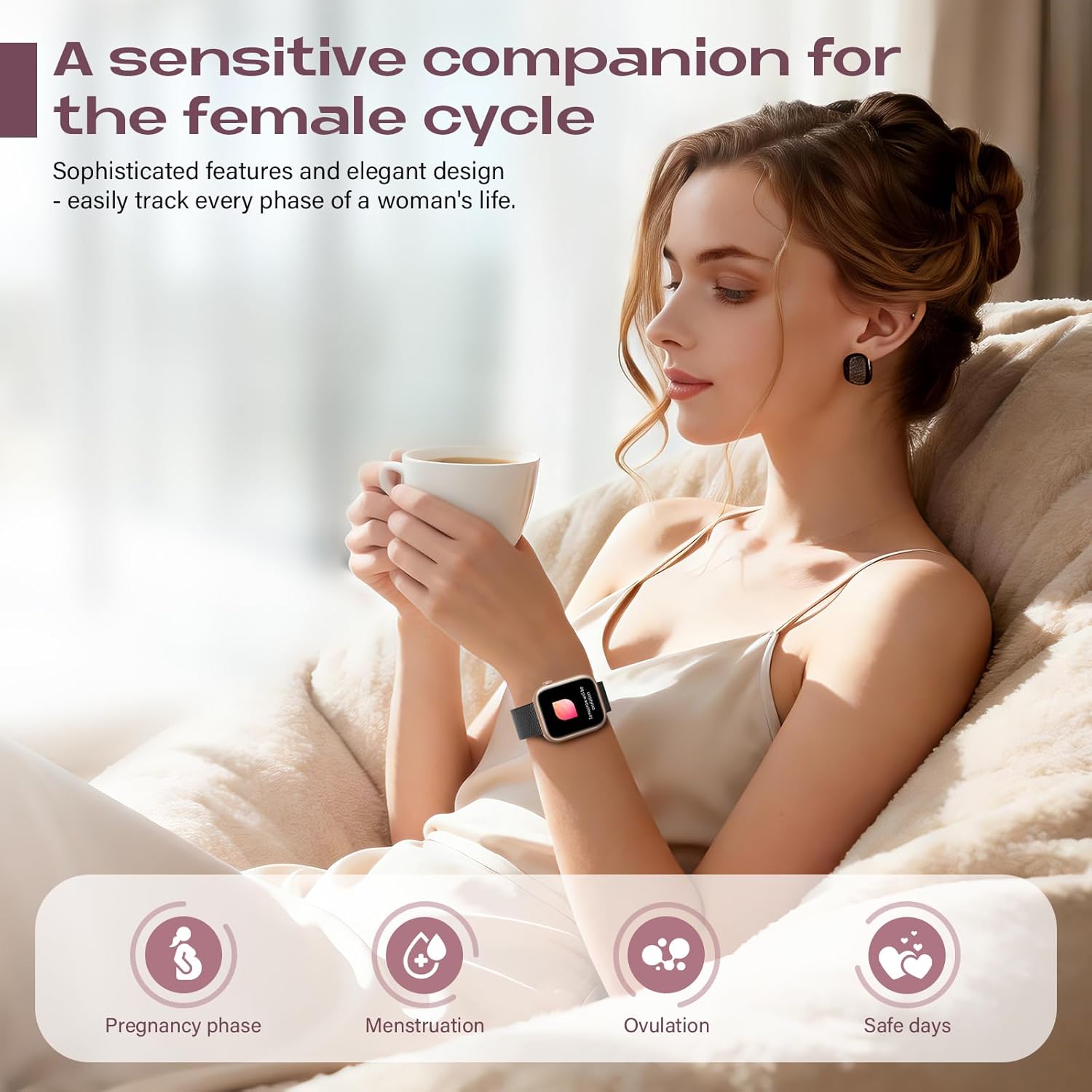 Detalle 2 de SLOKSFil Smartwatch donna 1,85": fitness, salute e notifiche con quadrante personalizzabile