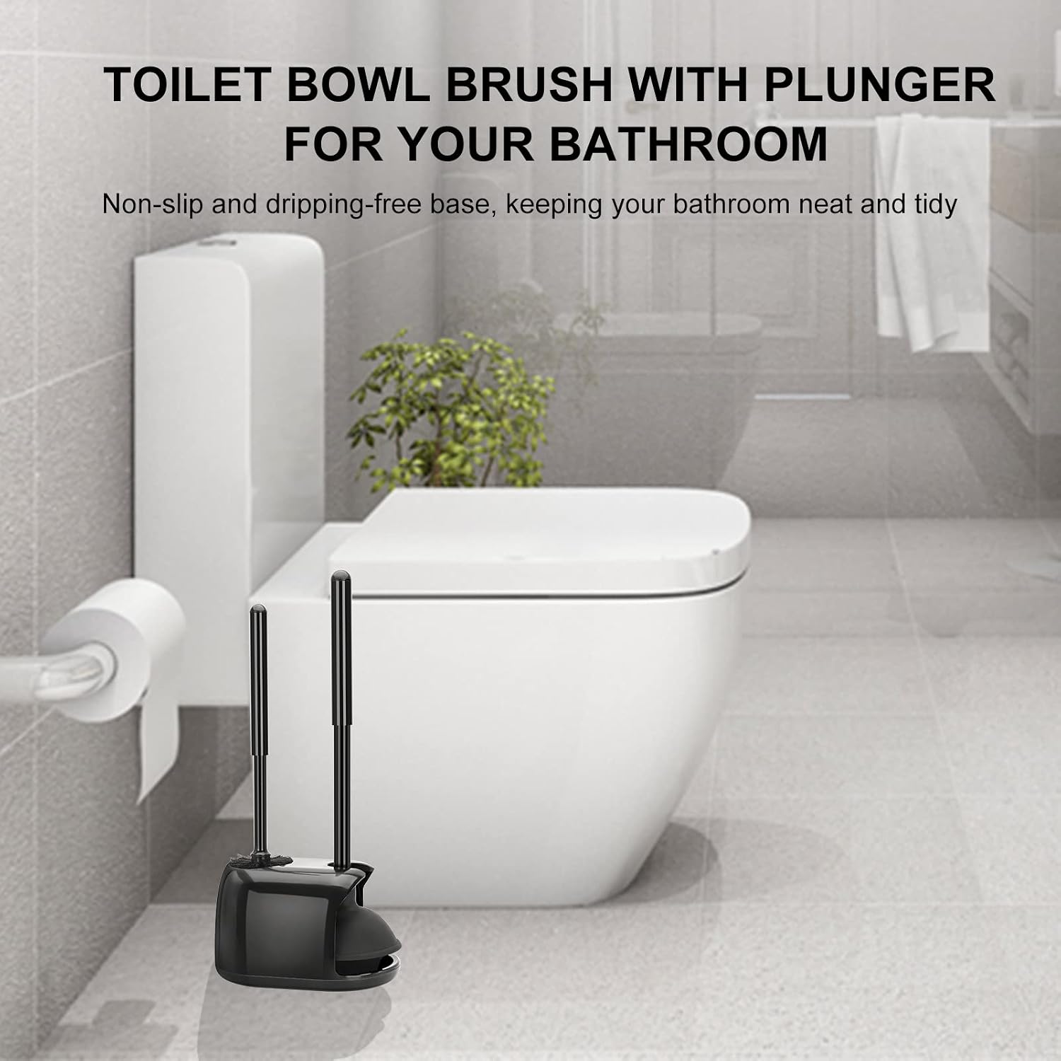 Thumbnail 6 de SetSail Toilet Brush and Plunger Set in Black — Semi-Hidden, Heavy-Duty Bathroom Cleaning Kit