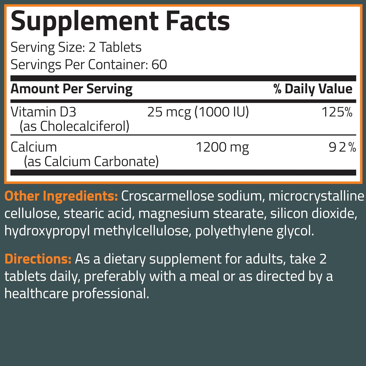 Detalle de Bronson Calcium + Vitamin D3 Tablets, 1,200 mg Calcium, 1,000 IU D3