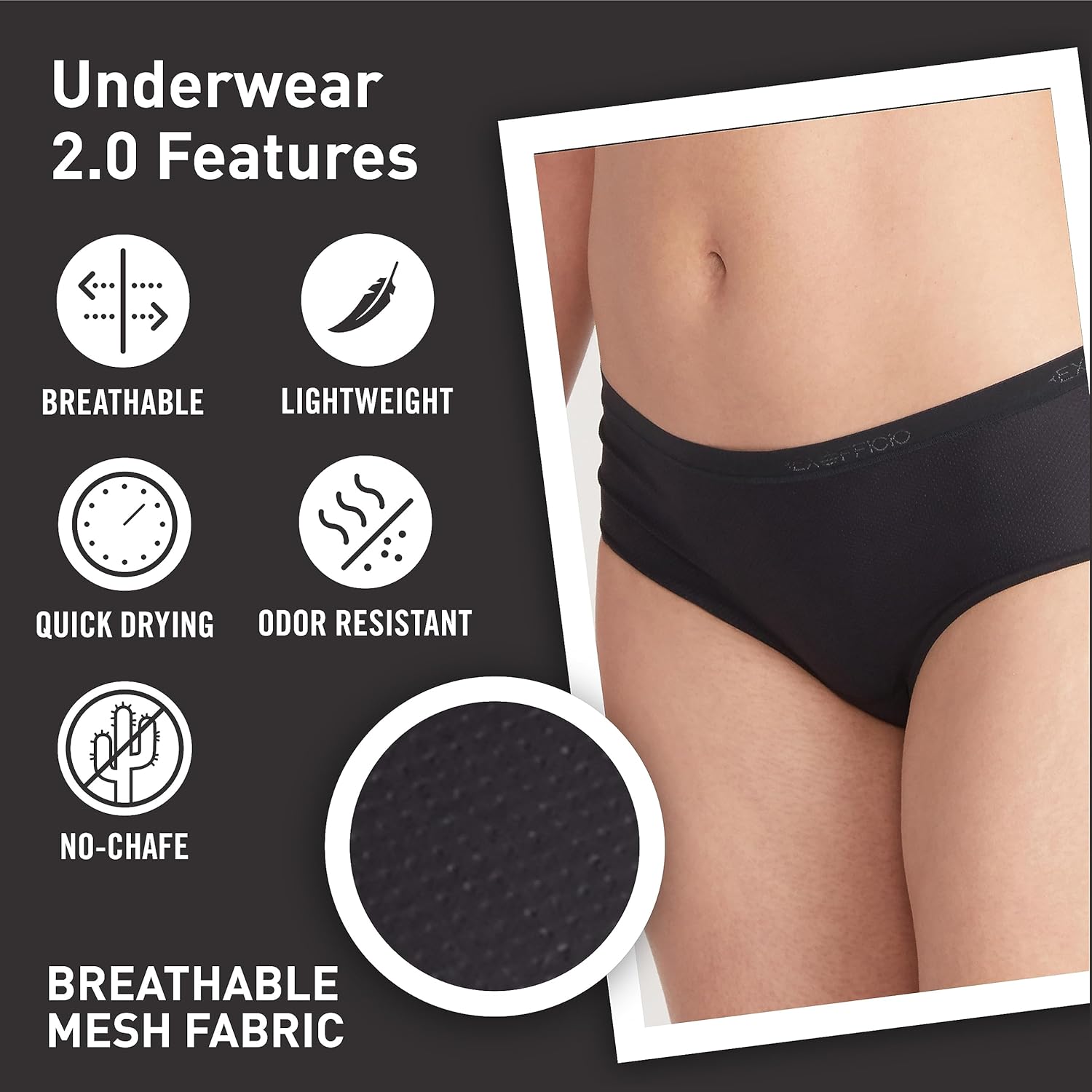 Detalle de ExOfficio Women's Give-N-Go 2.0 Hipster: Breathable, Durable Travel Underwear
