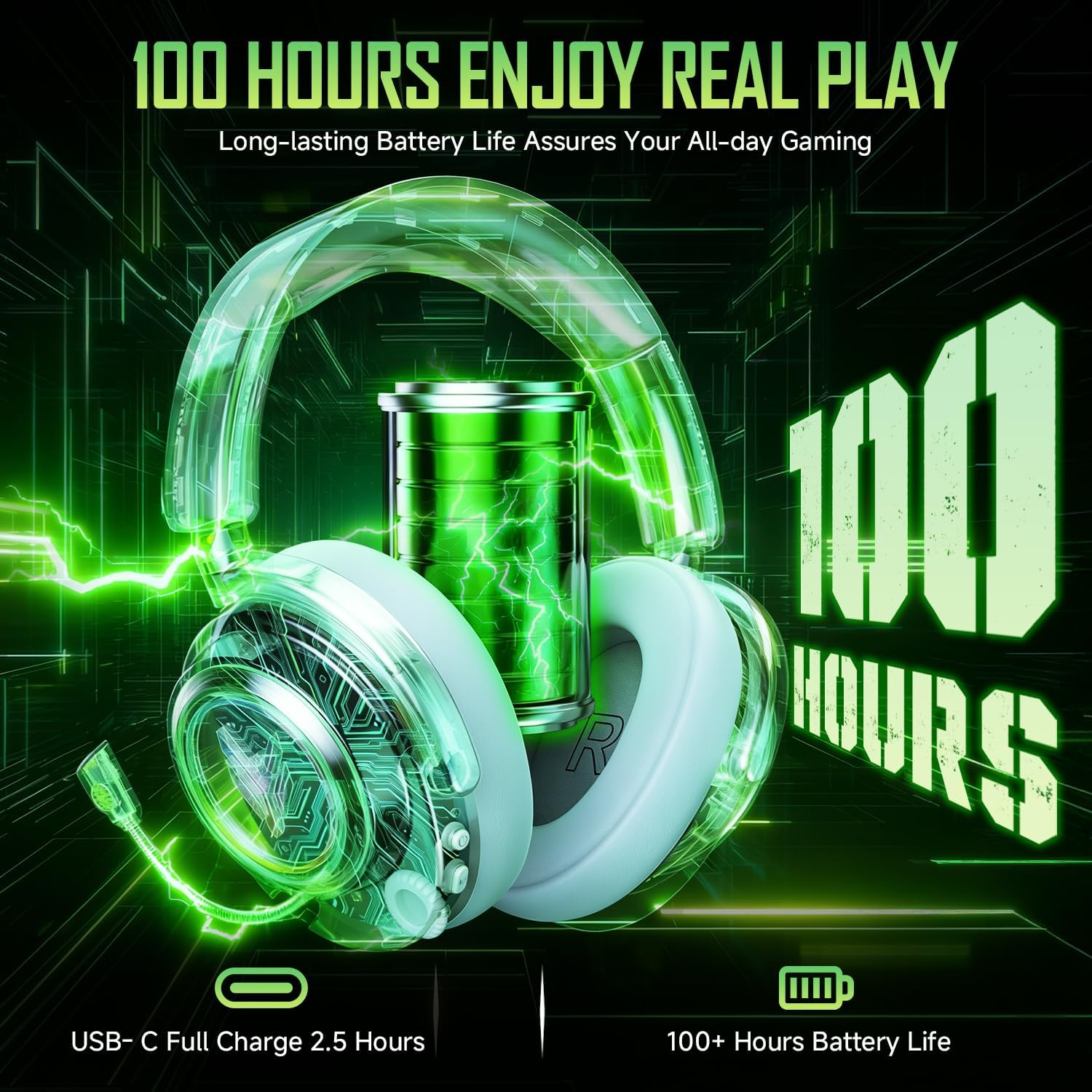 Thumbnail 1 de Wireless Gaming Headset for PS5/PS4/PC/Switch/Mac with 2.4GHz USB + Bluetooth 5.4, 100H Battery, 7.1 Surround & Noise-Canceling Mic