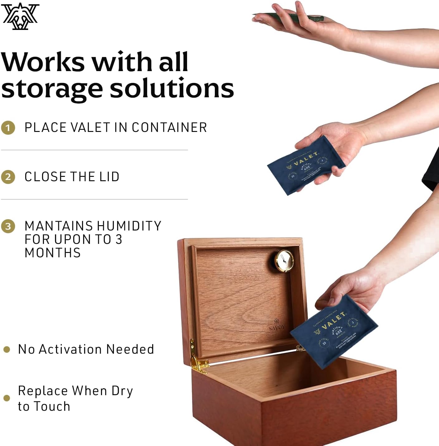 Detalle de Valet 69% Two-Way Humidity Packs 4-Pack (60g) for Airtight & Plastic Containers